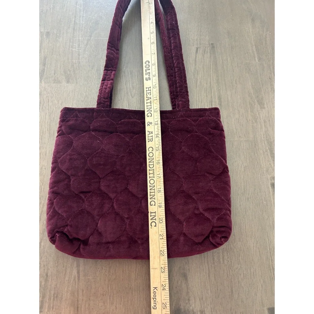 Daren's Bags Boho Burgundy Quilted Velvet Tote Shoulder Bag Handmade In Michigan